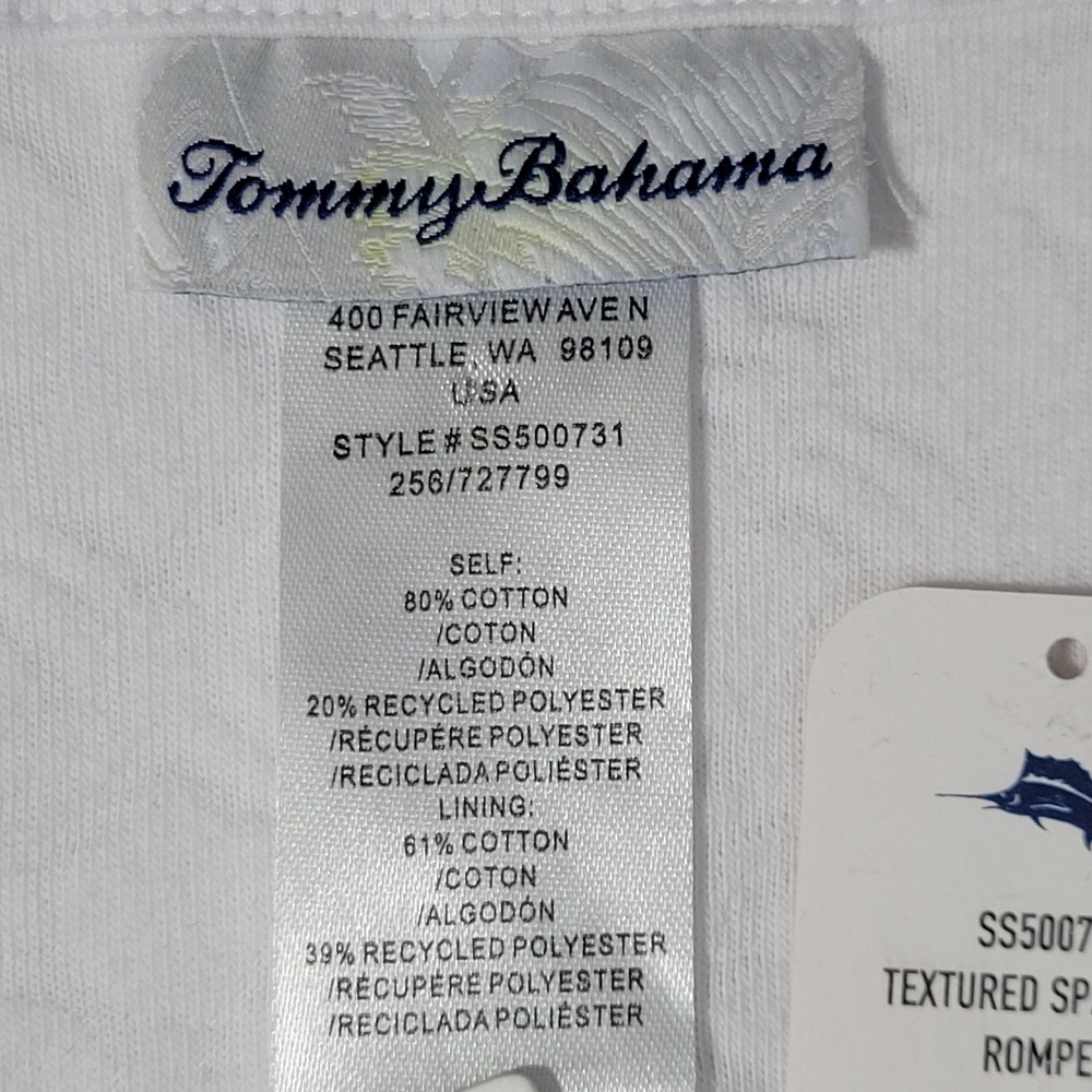 Tommy Bahama Wrap Textured Romper Women XS White‎ Terry Cloth Jacquard Cover Up - Picture 11 of 16